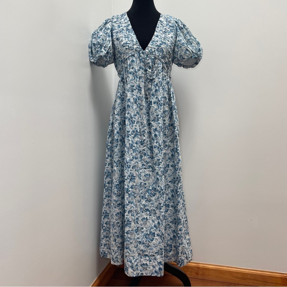 NEW! The Great.- The Gallery Dress Light Sky Pressed Floral Size S Blue - Picture 5 of 16